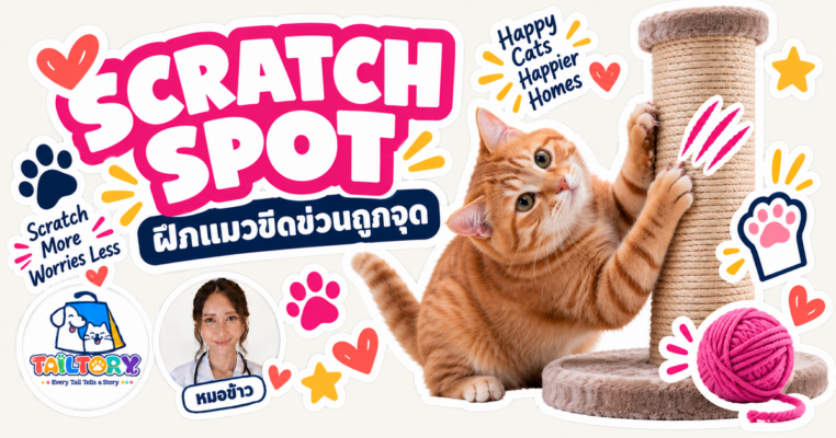 หมอข้าวสอนฝึกแมวขีดข่วนถูกจุด Tailtory